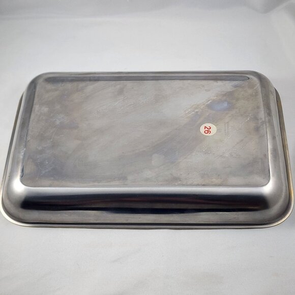 Zahran Stainless Steel 18/10 Serving Nesting Trays Gold Rim Rectangle Set of 3 - Picture 7 of 10